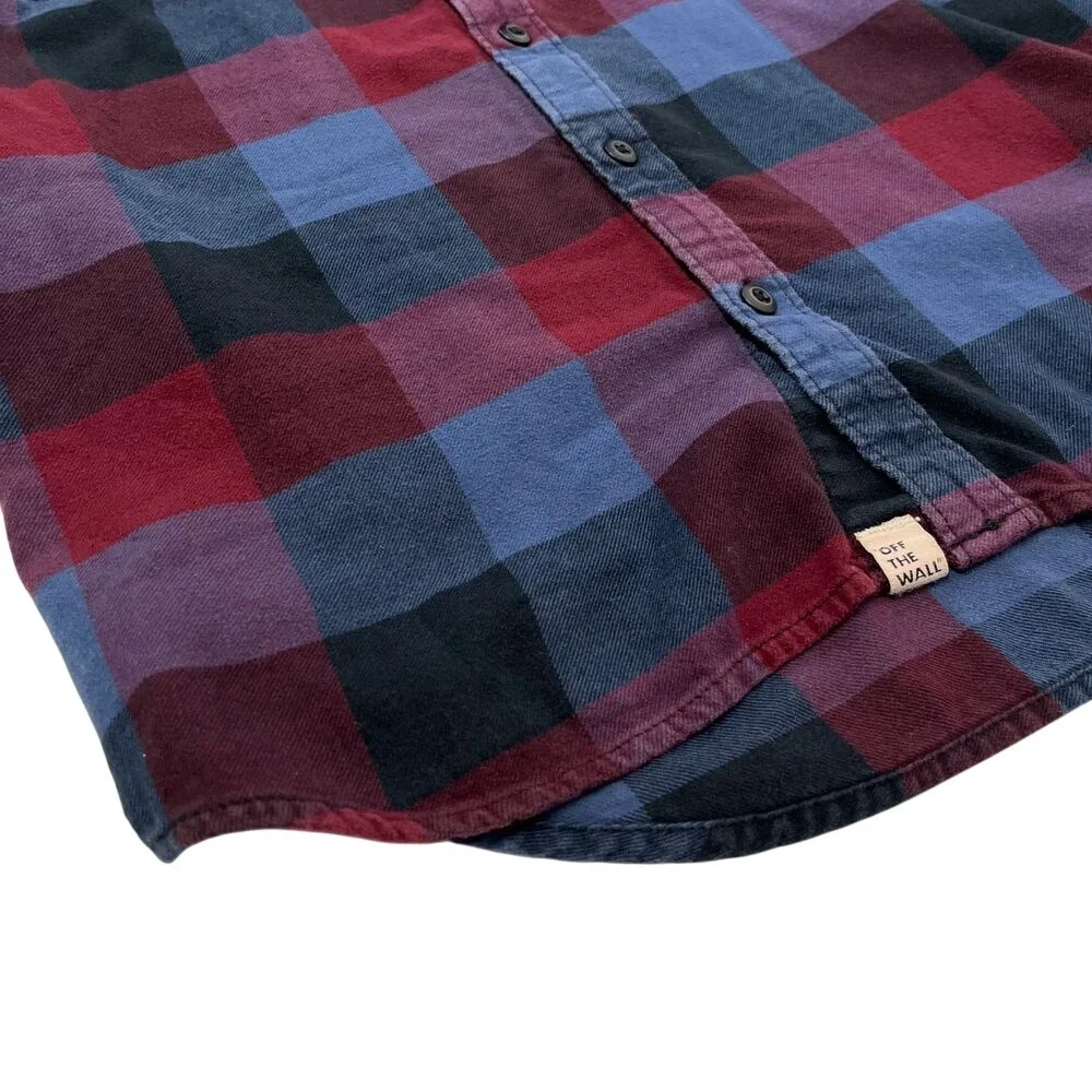 Vans Teen Youth Flannel Button Down Shirt, Vans Young Teen Maroon Flannel 478
